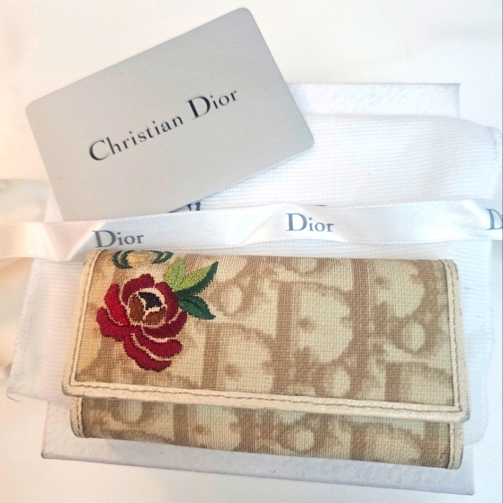 Christian Dior Trotter Embroidery  Key Holder PVC/Leather